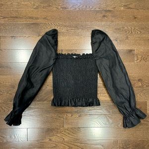 Reformation Tangerine Linen Top - Black, Medium